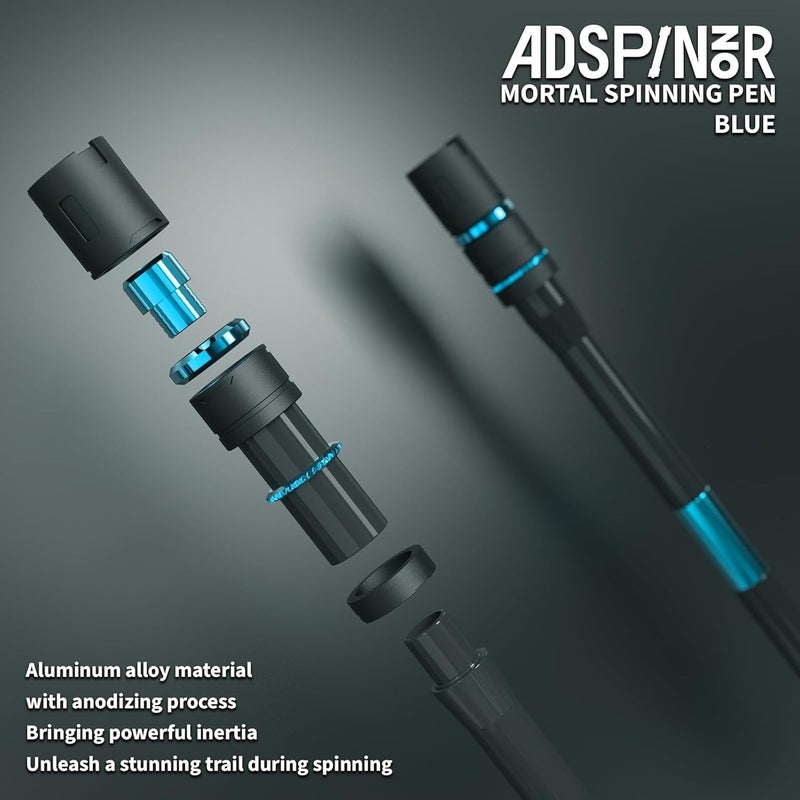 ADSPINZOR Mr. Nope Weighted Mortal Spinning Pen Mod Advanced Trick Spin Pen for Precision & Practice Heavier, Balanced, Anti-Slip Grip, Writable with Brass Weights (Blue) - Image 5